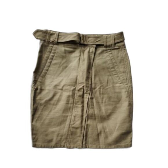 Ann Taylor Loft mini skirt khaki tan denim canvas 0 xxs xs classic casual summer - Picture 1 of 6